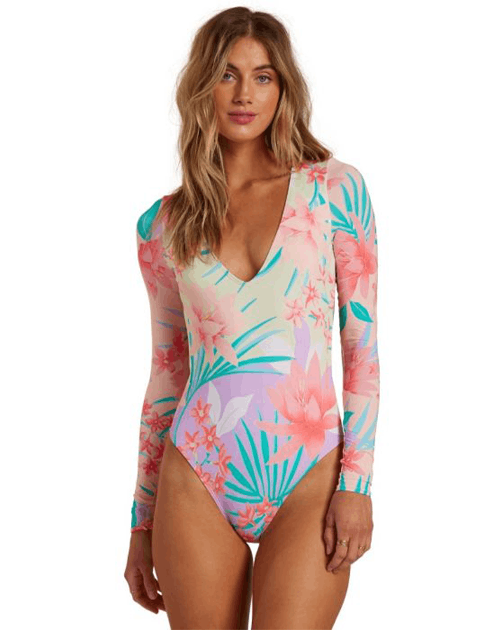 Billabong long sleeve floral swimsuit sales